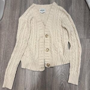 American Eagle Outfitters Women's Cream Cable Knit Sweater